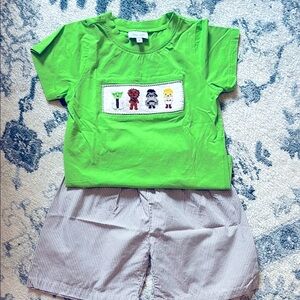 Disney Smocked Star Wars T-Shirt and Gingham Shorts Set